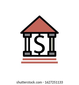 bank building line icon design vector template