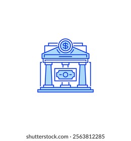 Bank Building Line Icon. linear style sign for mobile concept and web design. Outline vector icon.