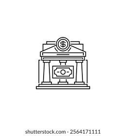 Bank Building Line Icon. linear style sign for mobile concept and web design. Outline vector icon.