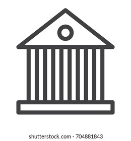 Bank building line icon, outline vector sign, linear style pictogram isolated on white. Symbol, logo illustration. Editable stroke