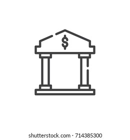 Bank building line icon, outline vector sign, linear style pictogram isolated on white. Symbol, logo illustration. Editable stroke