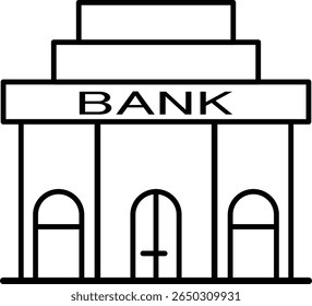Icono lineal de edificio bancario. Línea delgada personalizable. Ilustración vectorial de contorno de edificio bancario. Trazo editable