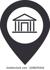 Bank Building Location Simple Vector Icon