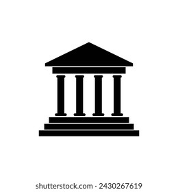 Logotipo del edificio del banco aislado sobre fondo blanco, signo del edificio del banco, icono del edificio del banco, ilustración vectorial.