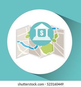 bank building map pin pointer design vector illustration eps 10