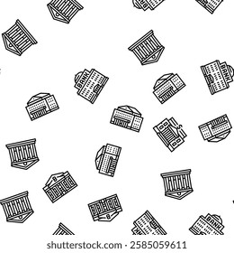 bank building money business vector seamless pattern thin line illustration