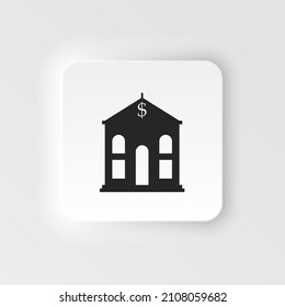 Bank building neumorphic style icon - government illustration - financial savings - investment neumorphic style icon. Banking building neumorphic style icon