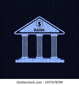 Bank building on dark blue background.Vector illustration.Flat Design Style.