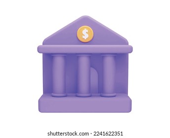 bank building online banking finance bank transactions bank service 3d vector icon