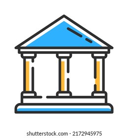 Bank building in outline style. Vector illustration concept