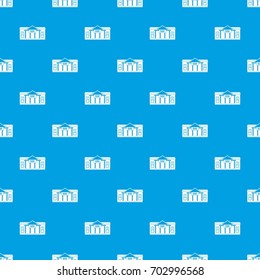 Bank building pattern repeat seamless in blue color for any design. Vector geometric illustration