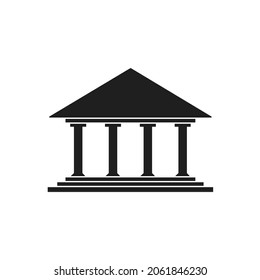 Bank building. Pictogram, black silhouette, isolated on white background, eps 10. Flat minimal design.