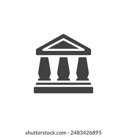Bank building with pillars vector icon. filled flat sign for mobile concept and web design. Bank Building glyph icon. Symbol, logo illustration. Vector graphics