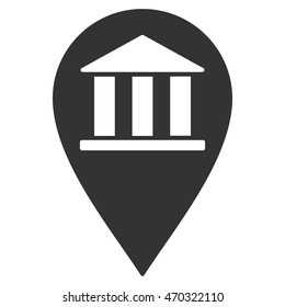 Bank Building Pin icon. Vector style is flat iconic symbol with rounded angles, gray color, white background.