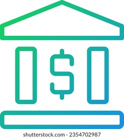 Bank building pixel perfect gradient linear vector icon. Financial operations and transactions. Money and economy. Thin line color symbol. Modern style pictogram. Vector isolated outline drawing
