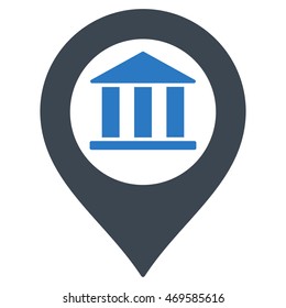 Bank Building Pointer icon. Vector style is bicolor flat iconic symbol with rounded angles, smooth blue colors, white background.