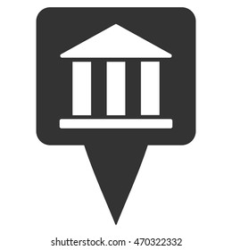 Bank Building Pointer icon. Vector style is flat iconic symbol with rounded angles, gray color, white background.