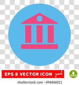 Bank Building round icon. Vector EPS illustration style is flat iconic bicolor symbol, pink and blue colors, transparent background.
