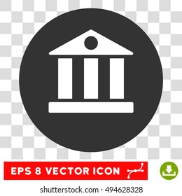 Bank Building round icon. Vector EPS illustration style is flat iconic bicolor symbol, white and gray colors, transparent background.