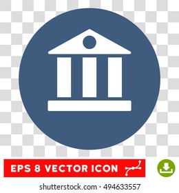 Bank Building round icon. Vector EPS illustration style is flat iconic bicolor symbol, white and cobalt colors, transparent background.