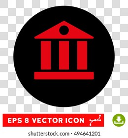 Bank Building round icon. Vector EPS illustration style is flat iconic bicolor symbol, intensive red and black colors, transparent background.