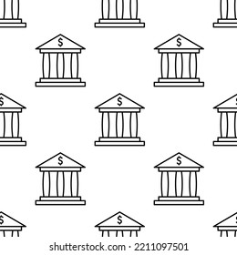 Bank building seamless pattern. Architecture. Vector illustration isolated on a white background.