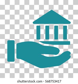 Bank Building Service Hand icon. Vector illustration style is flat iconic symbol, soft blue color, transparent background. Designed for web and software interfaces.
