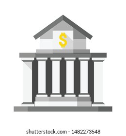 Bank building in shadow flat style isolated vector