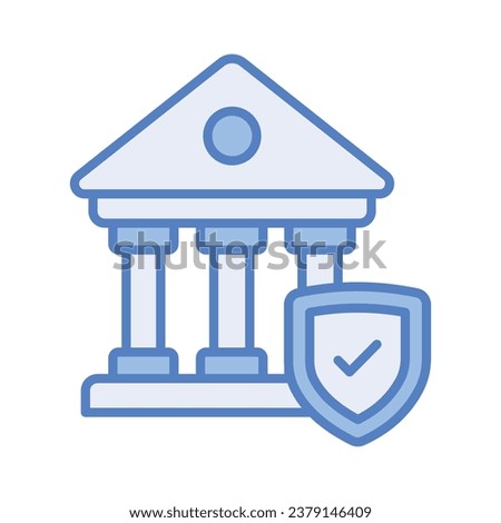 Bank building with shield, secure banking, financial security, security concept