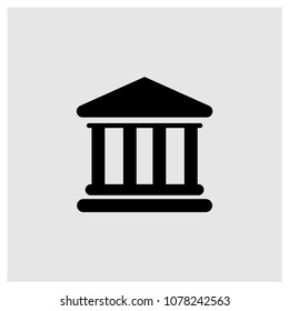 Bank building sign icon in trendy flat style isolated on grey background, modern symbol vector illustration for web