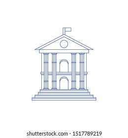 Bank building sign icons, vector illustration. Flat design style. Concept of line icon
