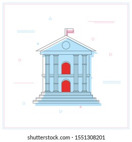 Bank building sign icons, vector illustration. Flat design style.