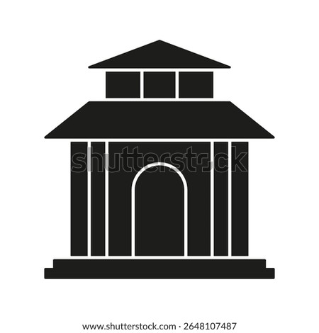 Bank Building Solid Icon. Financial Institution, Savings, And Economic Transactions Silhouette Symbol. Secure Banking Facility Representation. Isolated Vector Illustration.