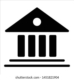 Bank building solid Icon on white background. Vector isolated element.