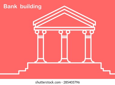 Bank building and space for text. Flat design.Banners