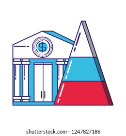 bank building with statistics triangle