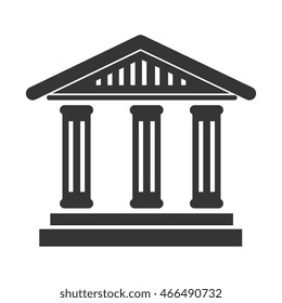 bank building symbol, isolated flat icon design