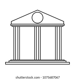 Bank building symbol on black and white