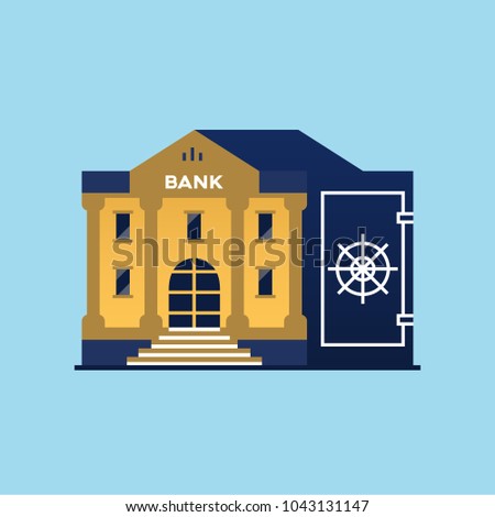 Bank building. Symbol of Safe. Vector flat illustration