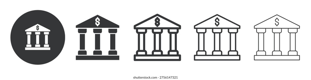 Bank Building thin line and solid icon. Multi series icon. Web minimal icon