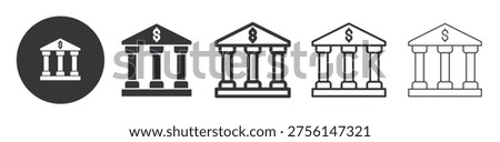 Bank Building thin line and solid icon. Multi series icon. Web minimal icon