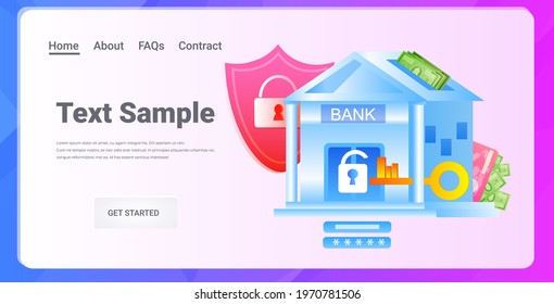 bank building under protection big security shield full coverage property insurance safe payment concept