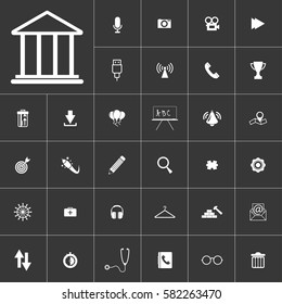 Bank building. Universal icon set on gray background to use in web and mobile UI