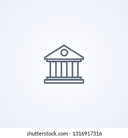 Bank building, vector best gray line icon on white background, EPS 10