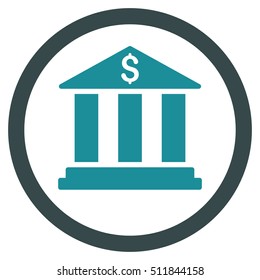 Bank Building vector bicolor rounded icon. Image style is a flat icon symbol inside a circle, soft blue colors, white background.