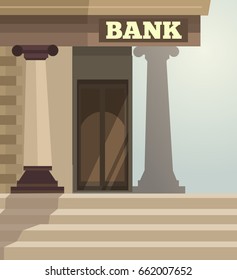 Bank building. Vector flat cartoon illustration