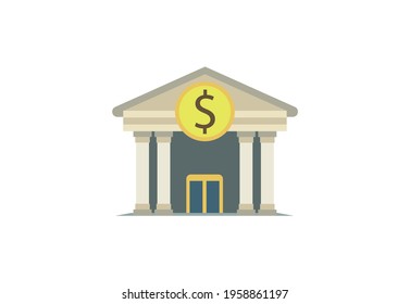 Bank building vector flat icon. Isolated Bank office emoji illustration