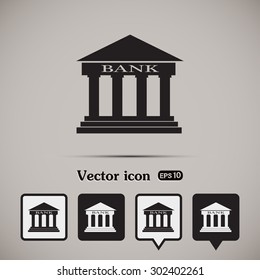 Bank building vector icon