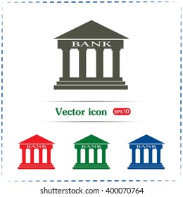 Bank building vector icon