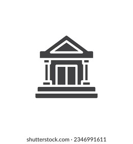 Icono de vector de construcción de banco. signo plano relleno para concepto móvil y diseño web. Icono de glifo bancario. Símbolo, ilustración del logotipo. Gráficos vectoriales